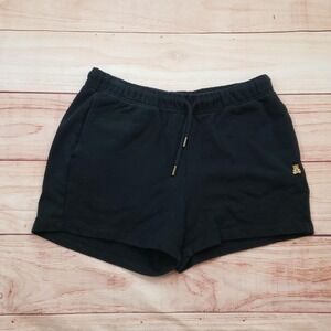 Teddy Fresh Shorts Womens Large Black Lounge Drawstring Bear Patch Embroidered